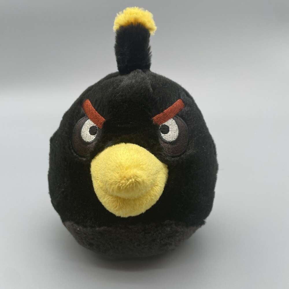 Angry Birds Black Bird Plush Rovio Small Stuffed Toy Bomb Bird 2011 6” Soft